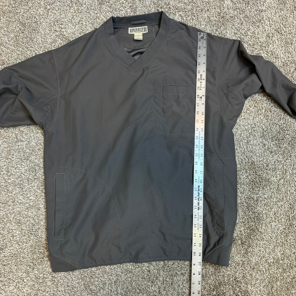 Duluth Trading Co Windbreaker Pullover Men Large Gray V-Neck Pocket Windshirt - Picture 7 of 8